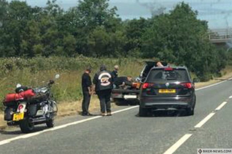Bikers from Hells Angels MC have been spotted at the scene of a crash on the A30. It is not known if the Hells Angels were involved in the incident itself or stopped to help. 