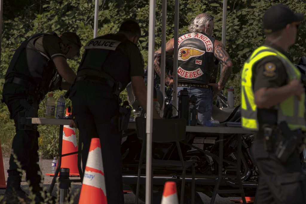 The police proceeded to identify all the bikers in addition to searching their motorcycle.  The authorities also took the opportunity to replenish their photo bank.