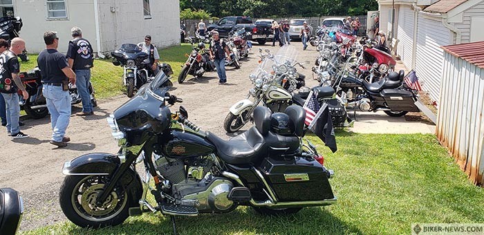 A large number of motorcycles are seen at the Jackson Elks Lodge 2477 following a ride held as part of the 7th Annual Jim Hall Memorial Benefit for Homeless Veterans held last month. (Photo by Bob Vosseller)