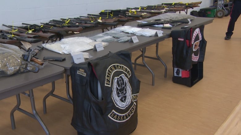 Police across Saskatchewan and Alberta seized guns and drugs, including significant amounts of counterfeit oxycontin and methamphetamine as part of Project Forseti. (CBC)
