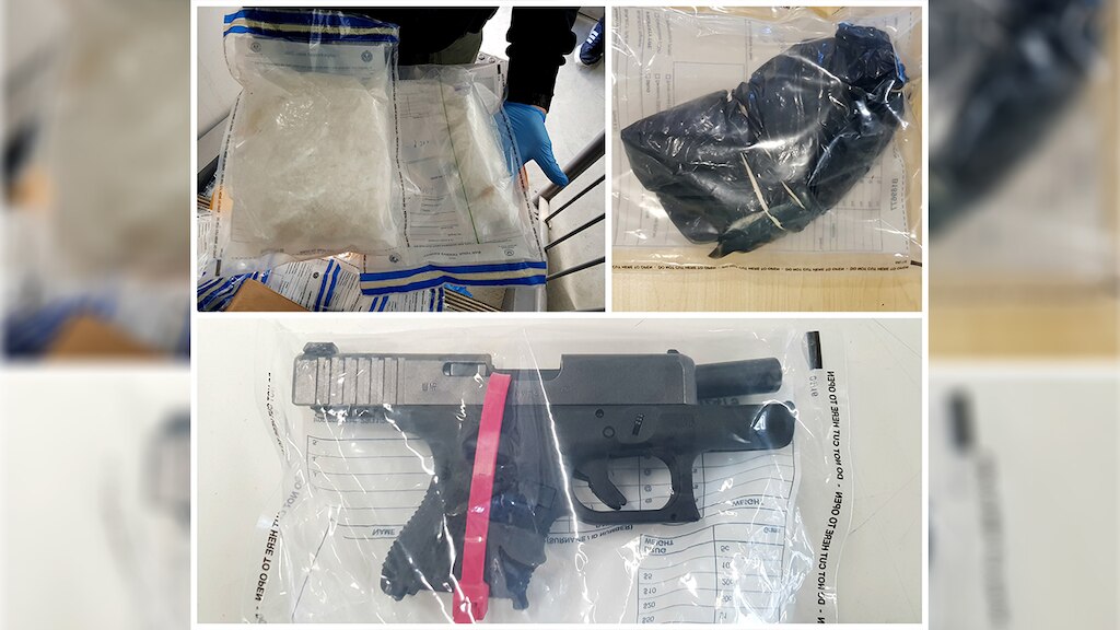 Drugs and a weapon seized in a raid on August 30, 2019.