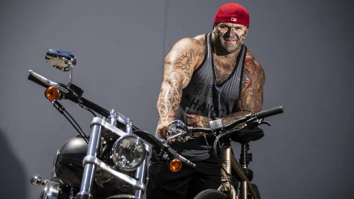 Former national president of the Bandidos, Hamish Hiroki is cycling to Bluff on December 3 to raise money for a night shelter for homeless he is building.