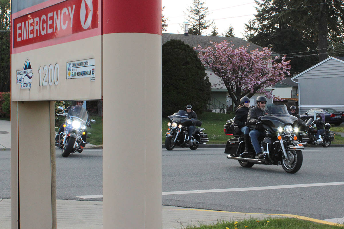 Motorcycles motor past Nanaimo hospital as a show of support Biker News