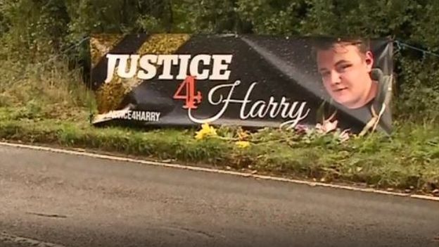 Road side banner for Harry Dunn