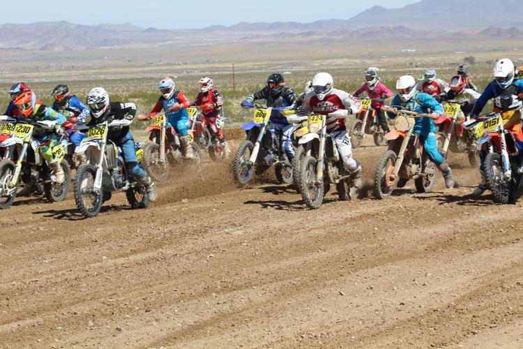 Riders start a race during the 2019 Hilltoppers motorcycle races in Twentynine Palms.